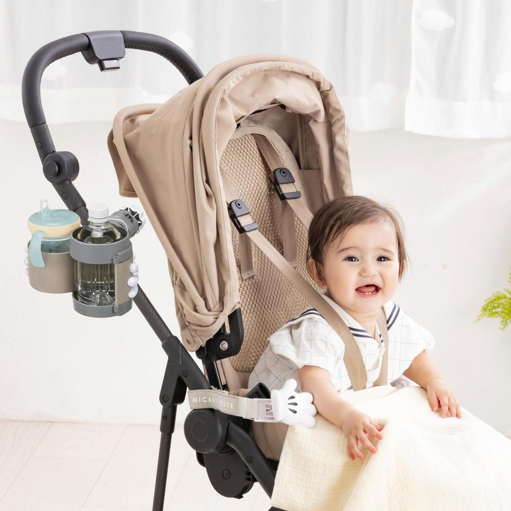 Takara Tomy Issho Odekake Hug Cup Mickey Mouse Baby Car Drink Holds 2 Compatible with Baby Easy Installation Holder, Drinks, 2-Way Design, Mug,