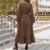 Women's Fashionable Casual Long-sleeved Tie Loose Maxi Dress