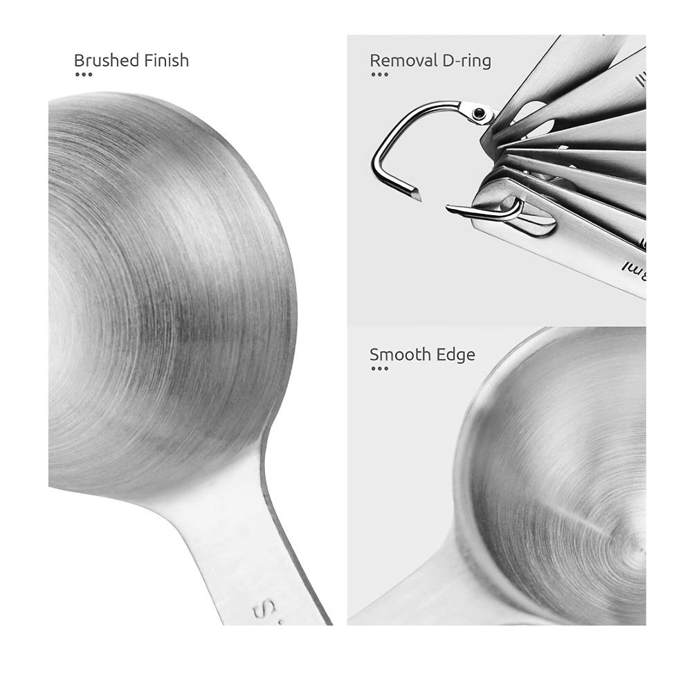 Stainless Steel Measuring Spoon Set, Including American and Metric Measuring Spoons, for Measuring Dryness and Liquid Compositio
