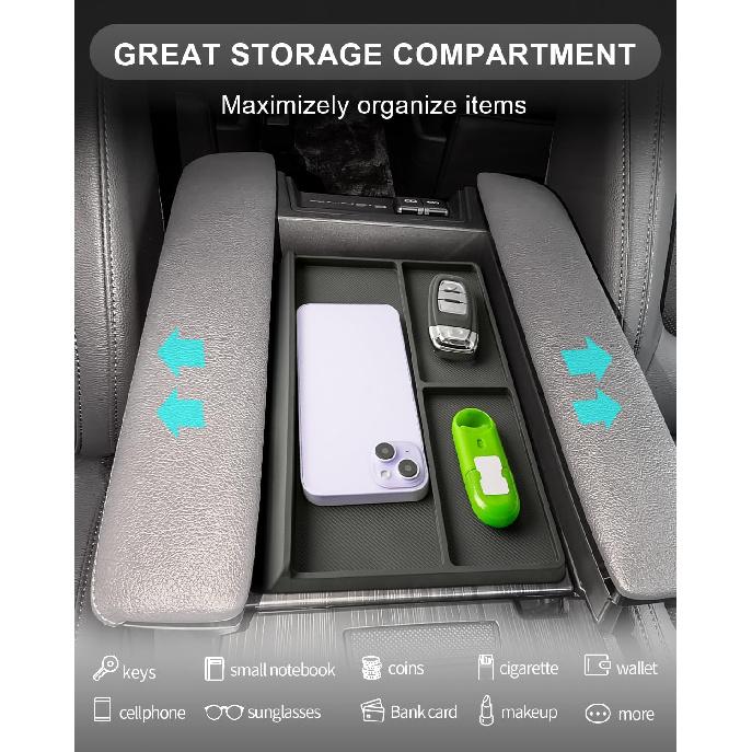CDEFG Center Console Organizer Tray Compatible With -2024 2025 Toyota Sienna Armrest Anti-Slip Storage Pad, Armrest Lid Nonslip Mat Cellphone Barrier