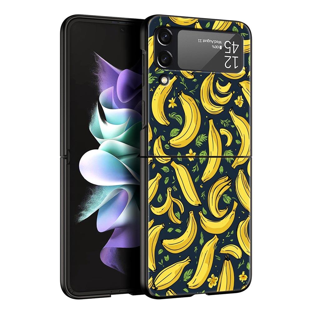 Funny Bite Apple Banana Hard PC Phone Case For Samsung Galaxy Z Flip 7 6 5 4 Black Cover For Galaxy Z Flip 3 Foldable Fundas Bag