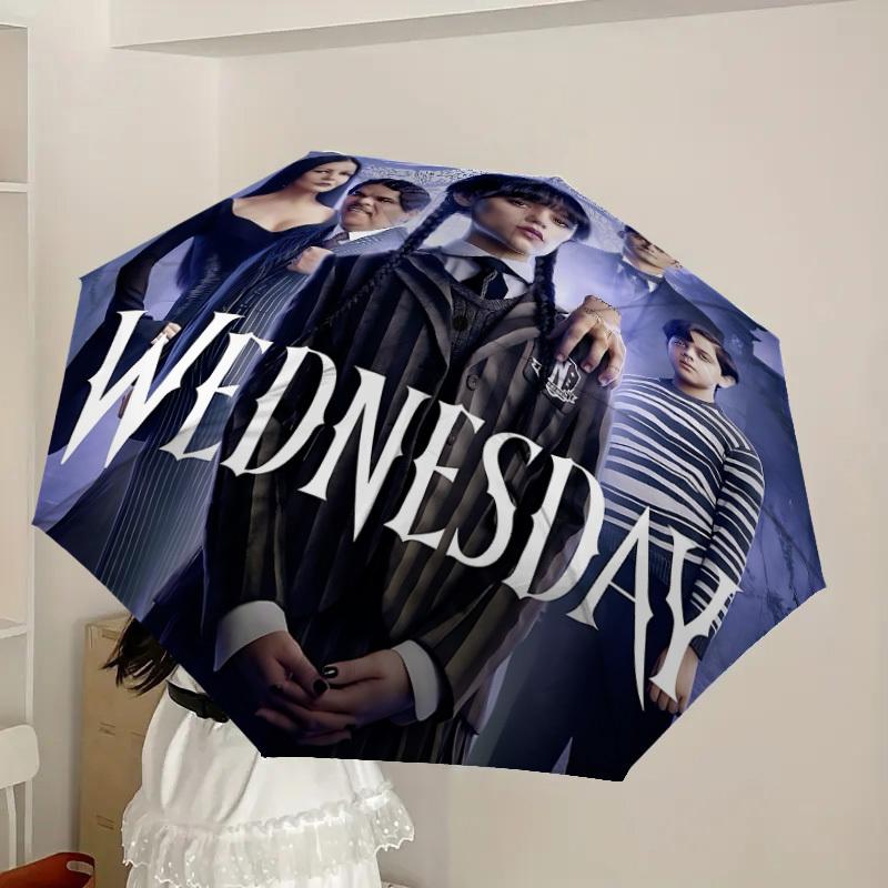 1pc Wednesday Automatic Folding Umbrella, Portable Collapsible Design, Casual Outdoor Accessory L1127118