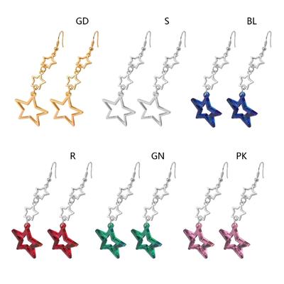 Star Dangle Earrings for Women Girl Long Hollow Star Fringe Earring Sparkle Star Jewelry Pentagrams Stud Earring Gift