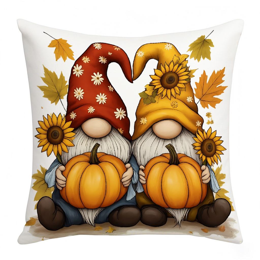 Thanksgiving Maple Leaf Pumpkin Element Warm Color Cozy Pillow Cover Home Decoration Living Room Home Pillow Cushion Cover