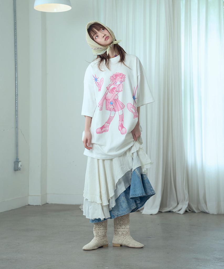 NICEGHOSTCLUB Star Shoes Girl Big Big Tee_White(Ng2Gmut523A)