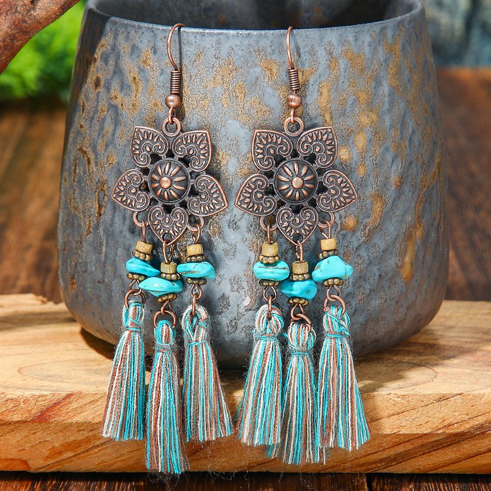 Earring Set Decoration Bohemian Ethnic Style Earrings Plum Flower Earrings for Women