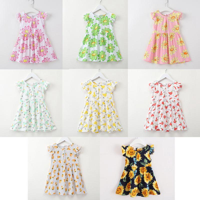 

Летнее платье без рукавов с принтом для девочек, летняя одежда без рукавов с принтом для маленьких девочек, платье принцессы