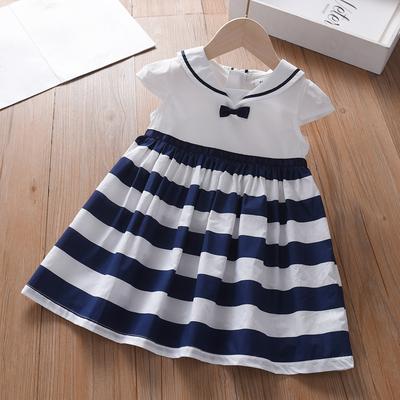 Abiti a Righe da Bambina 2025 Nuovo Estivo Casual Abito a Maniche Corte da Bambina Abiti Quotidiani Abbigliamento in Cotone per Bambini 2-6T