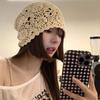Women'S Solid Color Crochet Hollow Knitted Hat Summer  Vintage Beanie