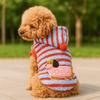 Warm Striped Dog Hoodie Cartoon Pattern Dog Base Coat Winter Dog Clothes  for Autumn Winter