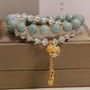 Natural Blue Water Jade Double Circle Crystal Bracelet with Pendant – Light Luxury, Exquisite High-End Feel, Wealth Attraction Hand String for Women
