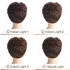 Women Synthetic Short Brown Hair with Bangs Natural Wave Layered Wigs For Daily Cosplay Heat Resistant Fiber