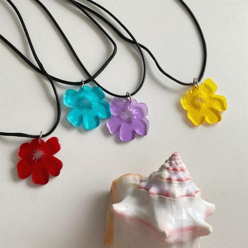 Asymetrické náhrdelníky s květinovým přívěskem Květinový choker Květinový náhrdelník Akrylový materiál Dárek pro ženy dívky