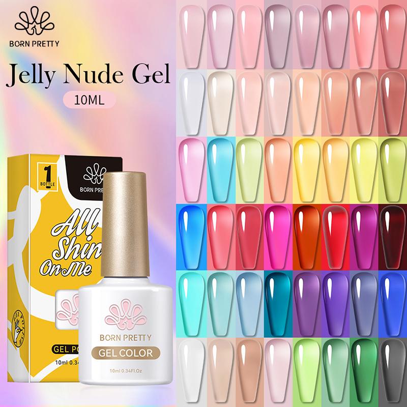 

BORN PRETTY Jelly Nude Гель-лак для ногтей 10 мл Полупрозрачный полуперманентный замачиваемый УФ-гель-лак со светодиодной подсветкой