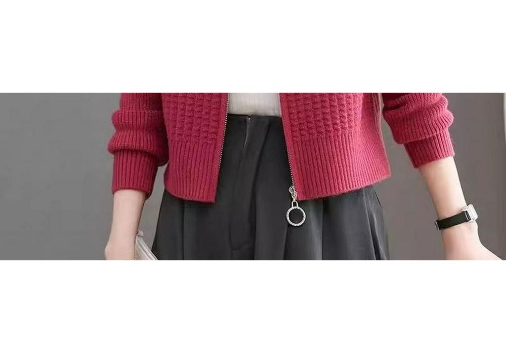 Women's Petite Short Stand Collar Knit Cardigan, Loose Fit for Spring/Autumn 2026.