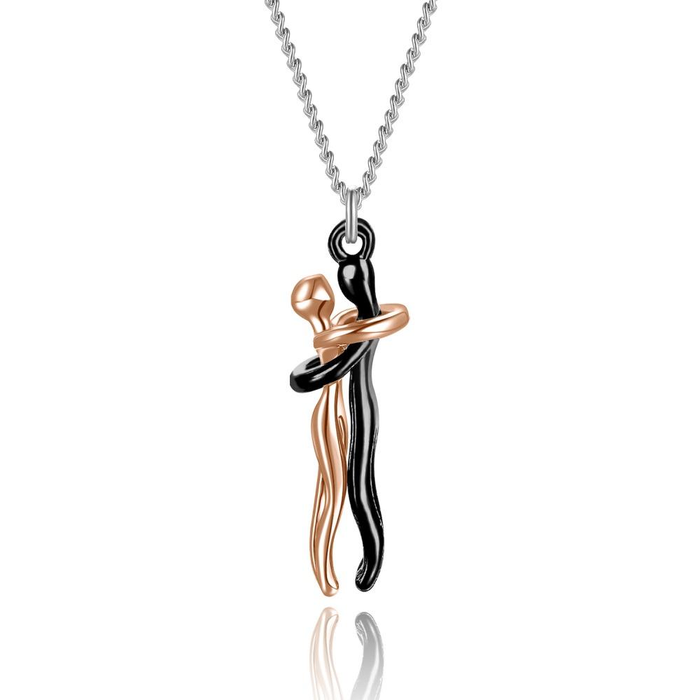 Punk Lovers Hug Necklace Hip Hop Wedding Chain Necklaces Couple Hugging Pendant Valentine's Day