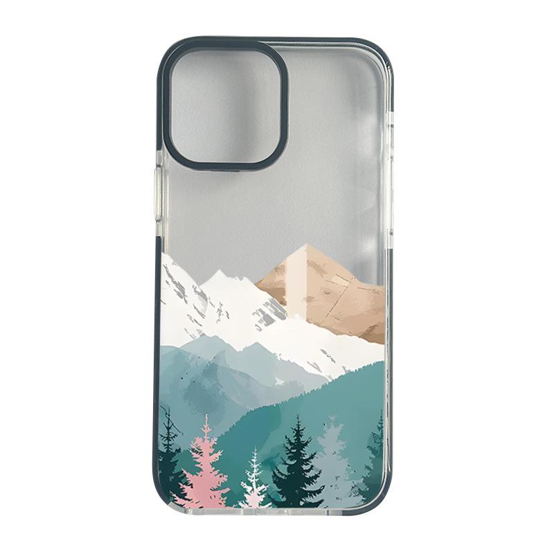 Amazon Hot-selling Minimalist Gradual Change Smudging Snow-capped Mountain Scenery Apple 16promax Mobile Phone Case iPhone Protective Case