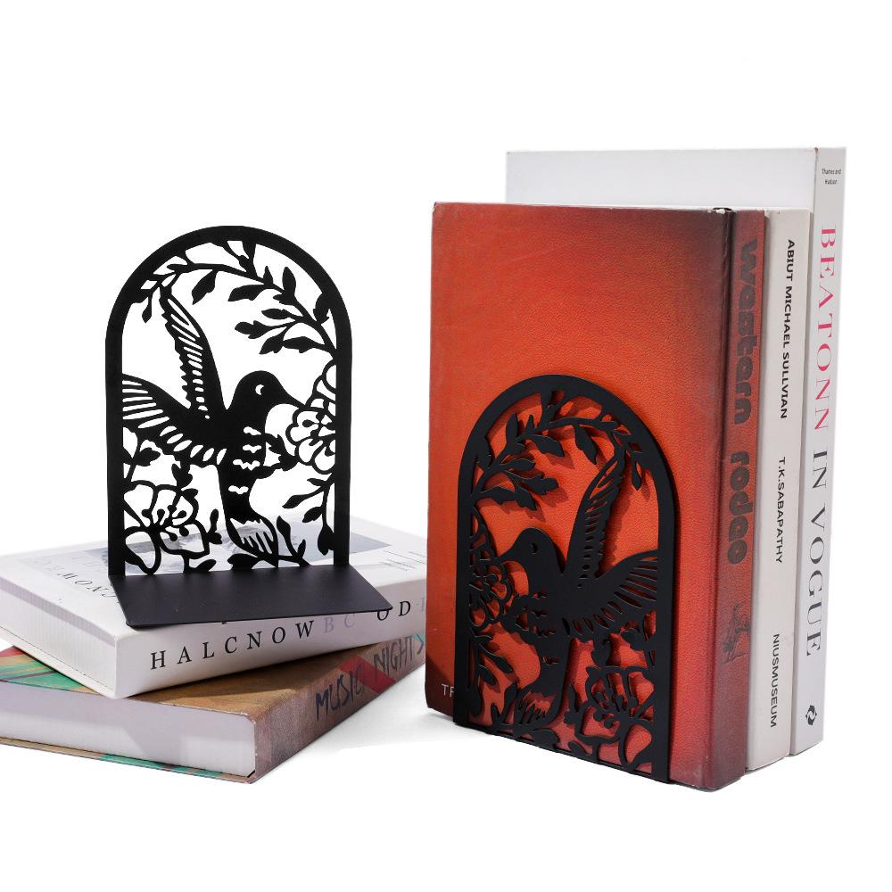 2Pcs Black Musical Notes Openwork Pattern Design Desktop Book Ends Office Desktop Home Bookends Gift For Book Loves Book Rack