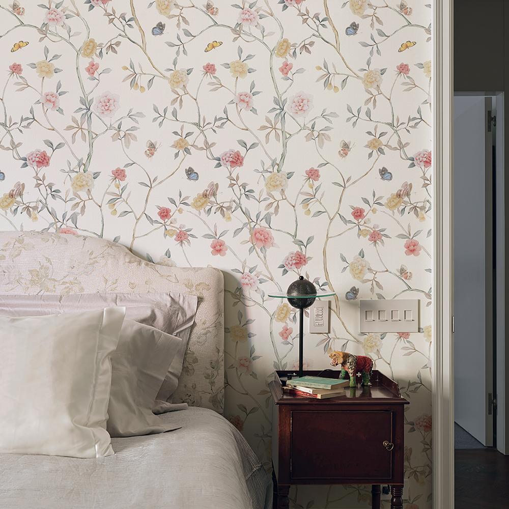 Fresh Pink Floral PVC Peel And Stick Wallpaper Elegant Beautiful Self Adhesive Wall Contact Paper Waterproof TV Background