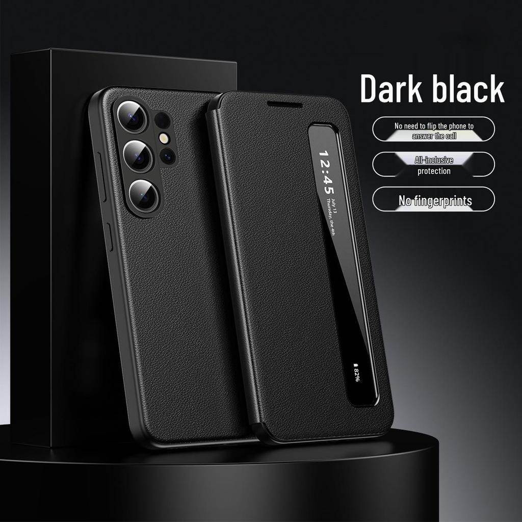 Samsung S25U/S26U Leather Phone Case - Flip-Free Answering and Window Design