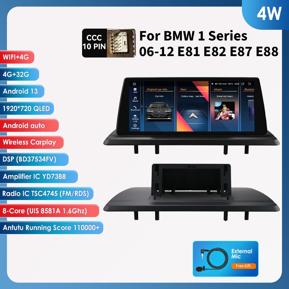 OSSURET 10,25" pro BMW řady 1 06-12 E81 E82 E87 E88 CCC s GPS navigací Rádio Video Chytré automobilové systémy Podpora Bezdrátové Inteligentní Carplay Auto