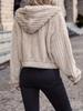 Cardigan con cappuccio e tasche in peluche double-face da donna: Autunno/Inverno Europeo e Americano Vestibilità Larga