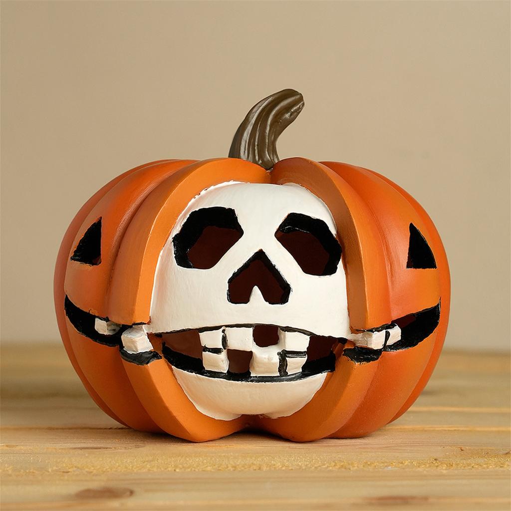 Halloween Witch Pumpkin Figurine Haunted Table Centerpiece Spooky Home Decorations for Fall Holiday Party and Events