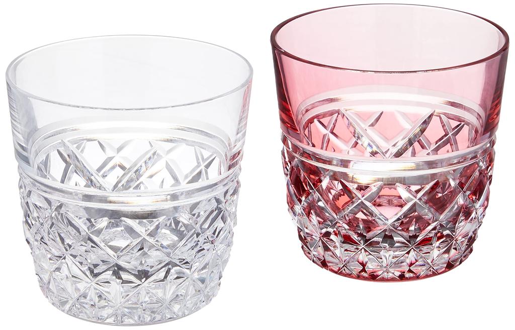 Kagami Crystal Pair Cold Sake Cup 120ml Edo Kiriko Pair Cold Sake Cup Red/White TPS736-2948-AC