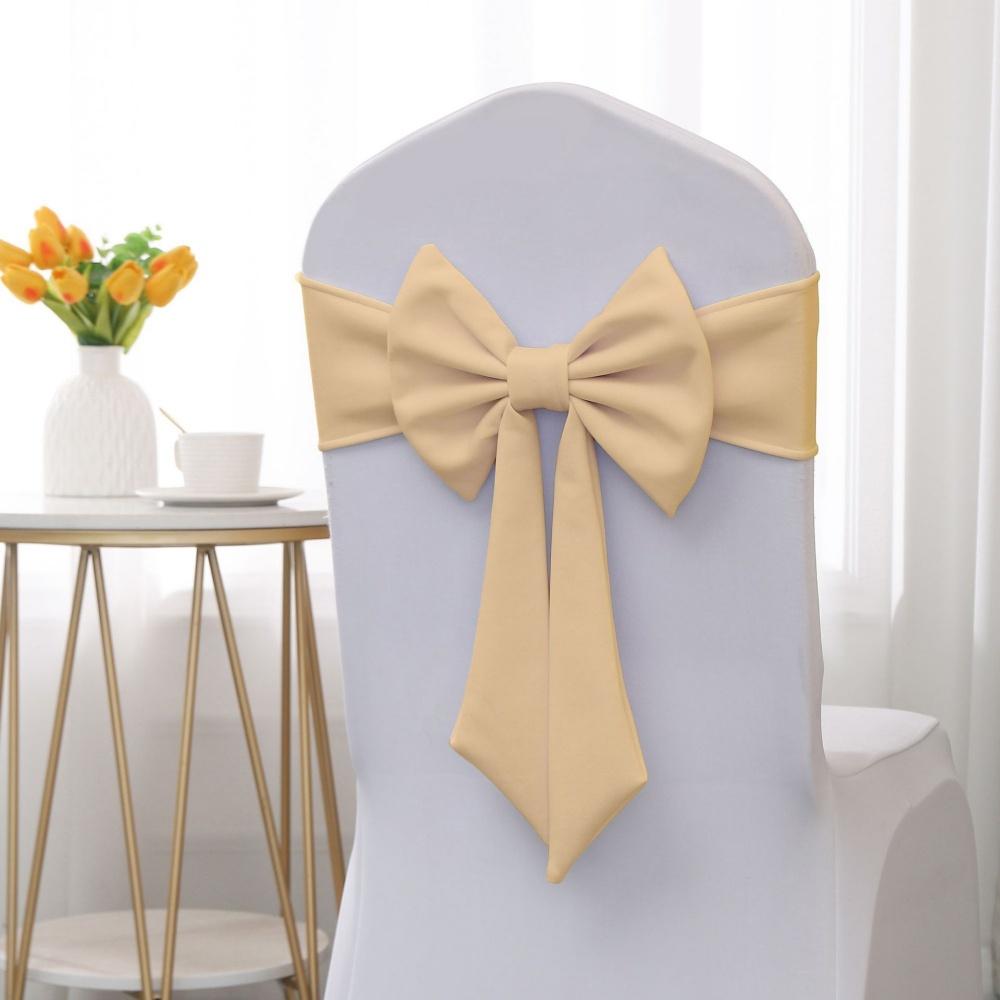 Christmas Chair Cover Bow New Sashes Elastic Bow Tie Chair Back Stretch Band Ribbons for Wedding Party Banquet Event Decoration