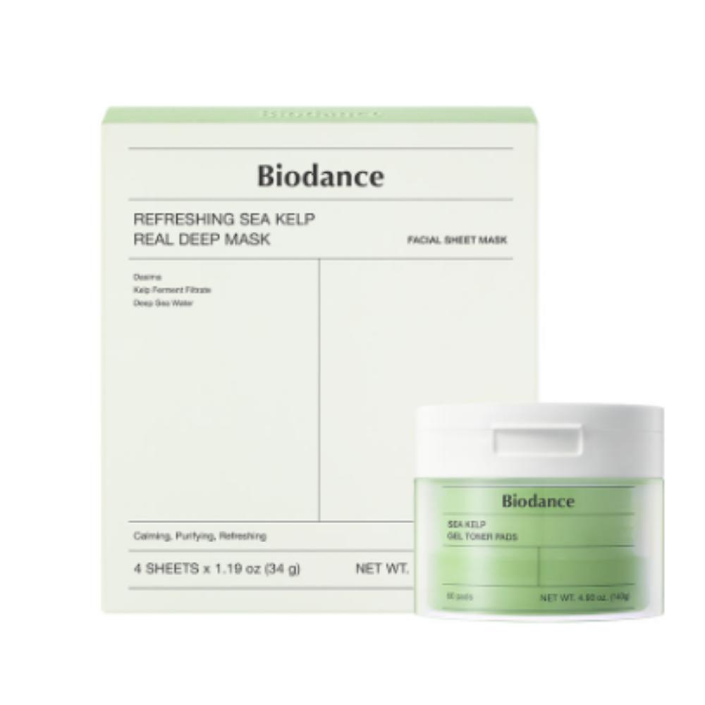 

Biodunce Sea Kelp Gel Toner Pads & Sheet Masks — Soothing, Hydrating Kelp Care Set