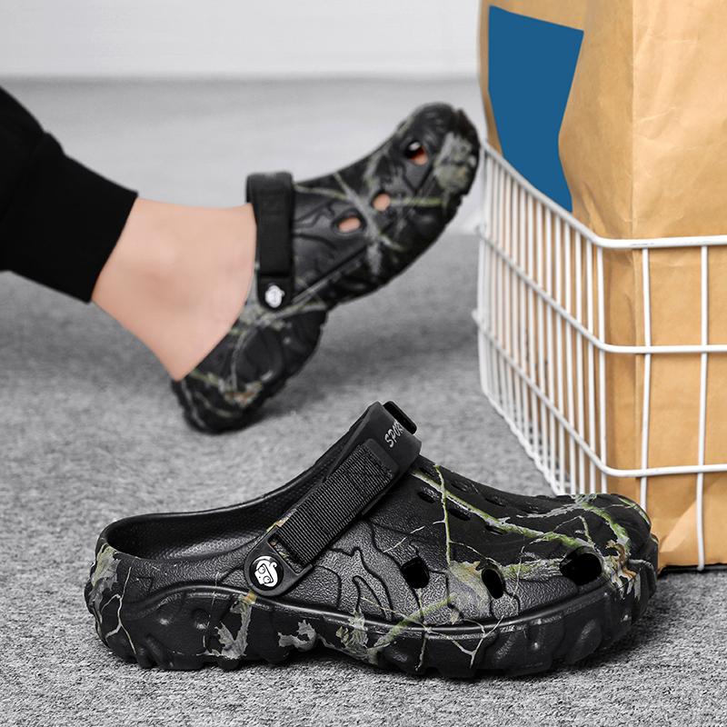 Summertime Beach Slide Shoes Men Summertime Clogs Outside Slide Sandal Shoes Man Garden Shoes Male Summertime Water Shoes Leisure Flats