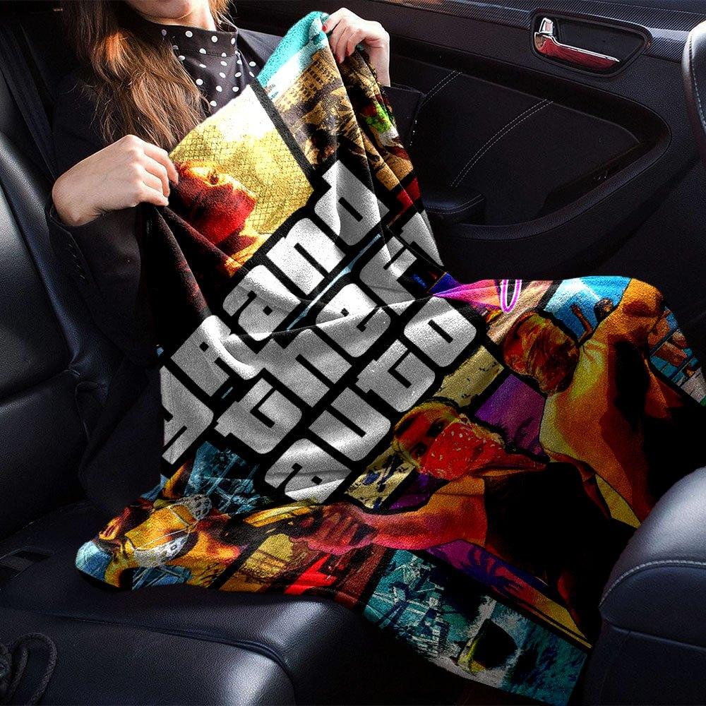 1ks Měkká flanelová deka Grand Theft Auto s designovým potiskem Útulná deka pro všechna roční období, ideální na pohovku, postel, do kanceláře
