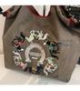 Women's Large Capacity Embroidered Drawstring Tote Bag with Custom Text or Logo
