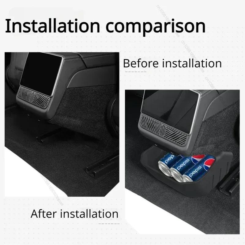 Rear Seat Storage Box Below For Tesla Model 3 Highland 2024 The Rear Air Outlet Storage Box Rear Seat Organizer Tray Accessories