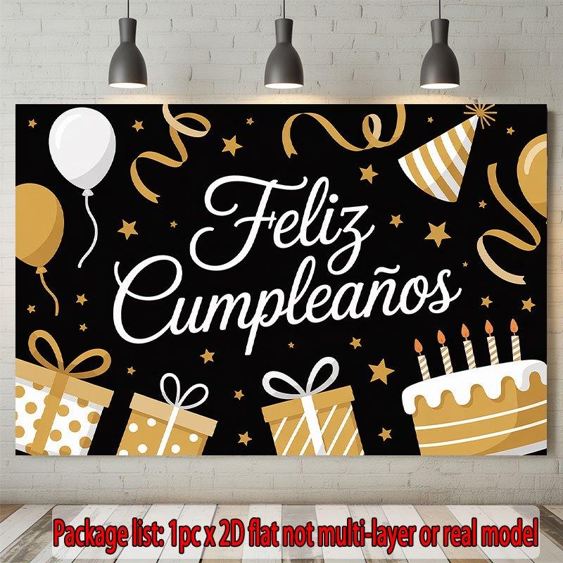Party Backdrop Flat Feliz Cumpleaos Events Wedding Coming Ceremony Four Season Event Photo Background Front Door Decor Theme