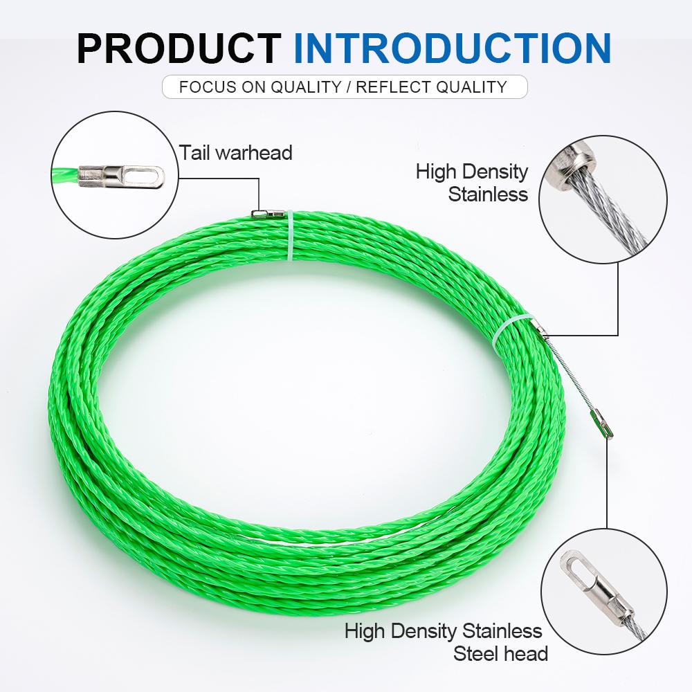 5mm Cable Push Puller 5/10/15/20/25/30/40/50M POM Wire Duct Fish Tape Electrical Tape Wire Cable Electrician Threading Aid Tool