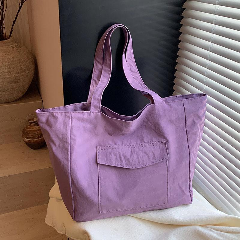 

Lazy wind nylon bag women s 2025 new casual large-capacity shopping tote bag simple and lightweight shoulder bag фиолетовый