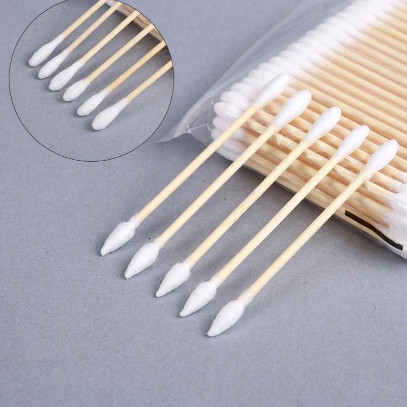 

300pcs High Quality Double-Headed Cleaning Swabs Cosmetic Wooden Cleaning Swabs, Beauty And Personal Care Tips, Round Disposable Ear Cleaning Swabs 300pcs A pointed head