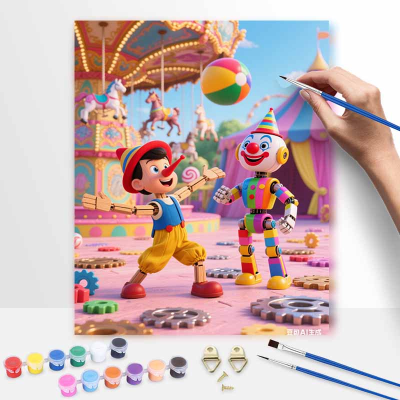 Disney Pinocchio Carousel Painting By Numbers Kit Hand Painting Home Decor