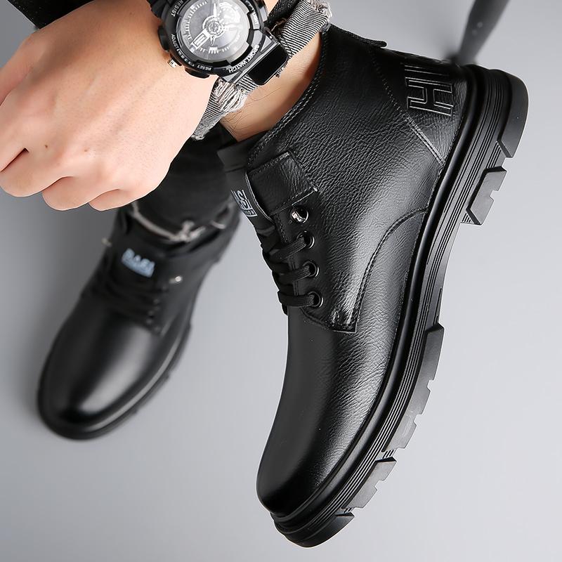 Botas de Invierno Cálidas de Cuero Genuino para Hombre con Forro de Lana de Caña Alta para Caminar, Ir al Trabajo, Exteriores y Clima Frío Tallas 38-44