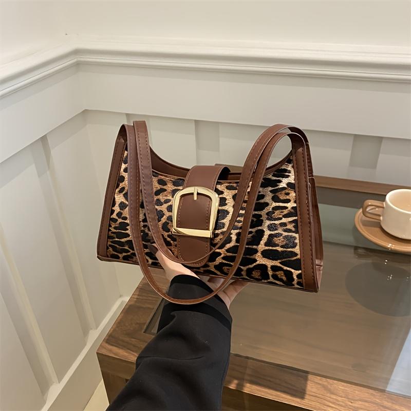 Women's Handbag, Retro Fashionable Leopard Print Versatile Underarm Shoulder Bag, Suitable for Work, Shopping, Commuting, and Vacation Occasions.