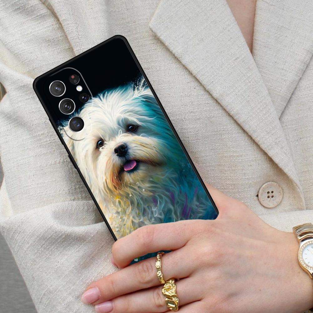 Cartoon Maltese Dog Cell Phone Case for Samsung Galaxy S26 Ultra S25 S24 S23 S22 S21 S20 Note10 Cover