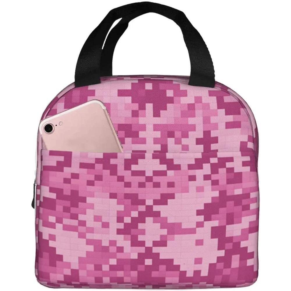 Blauer Pixel Männer Frauen Erwachsene Frohes Thanksgiving Halloween Lunchtasche Snacktasche für Arbeit Büro Outdoor Picknick Wasserdicht