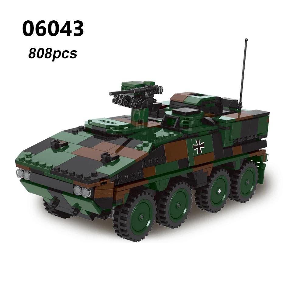 DIY Germany Military Series HX-8 Elefant Tractor PZH2000 Cannon Leopard Tank Lars-2 Rocket Launcher Building Blocks Bricks