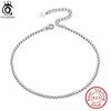 ORSA JEWELS 925 Sterling Silver New Trendy Flat Beads Chain Anklet Female Simple Temperament Sexy Hot Chain Ankle Jewelry SA13