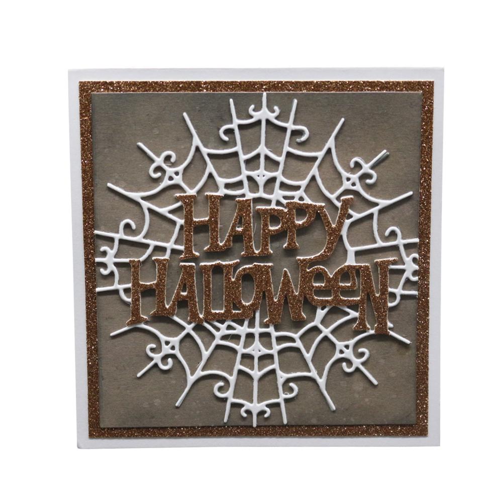 Fröhliches Halloween Spinnennetz Metall Silberfarben Schablone Präge-Stanzformen Für DIY Scrapbooking Papier Album Kartenherstellung