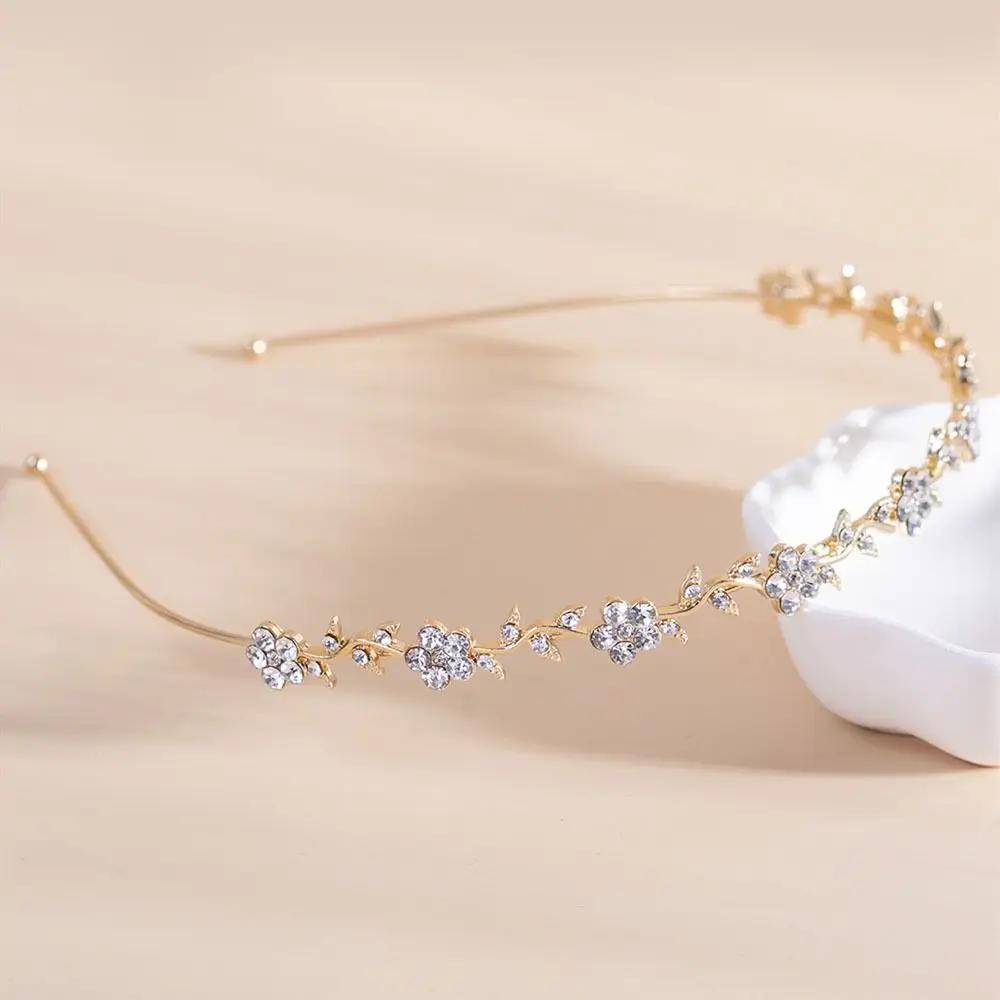 Pearl Rhinestone Hair Hoop Shining Elegant Flower Leaf Women Hair Comb Wedding Bridal Hairpin Crown Hair Styling Accessories