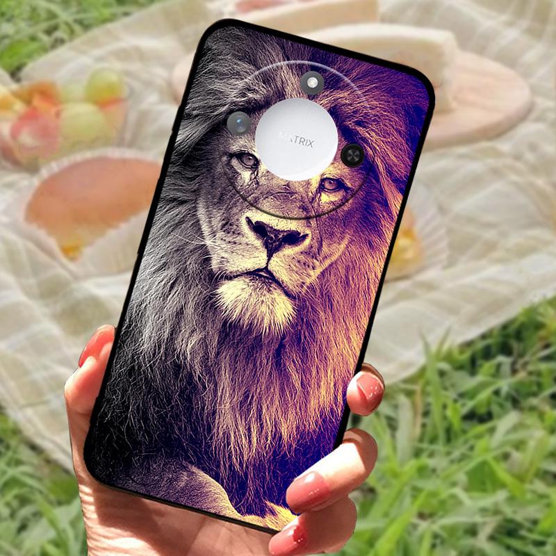 For Huawei Honor X60 Case Flowers Painted Cover Black Silicone Soft TPU Phone Case For Honor X60 Protective Shell Bumper