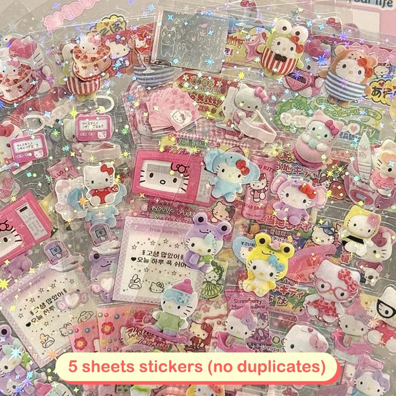 

5/10Pcs Cartoon Cute Hello Kitty Rilakkuma Stickers Die-Cutting Sticker Anime Handbooks Material Flashing Laser Sticker Kid Toy