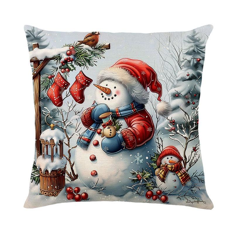 Christmas home decoration pillow cover Santa Claus Fawn Snowman printed sofa cushion suite room decoration friend gift